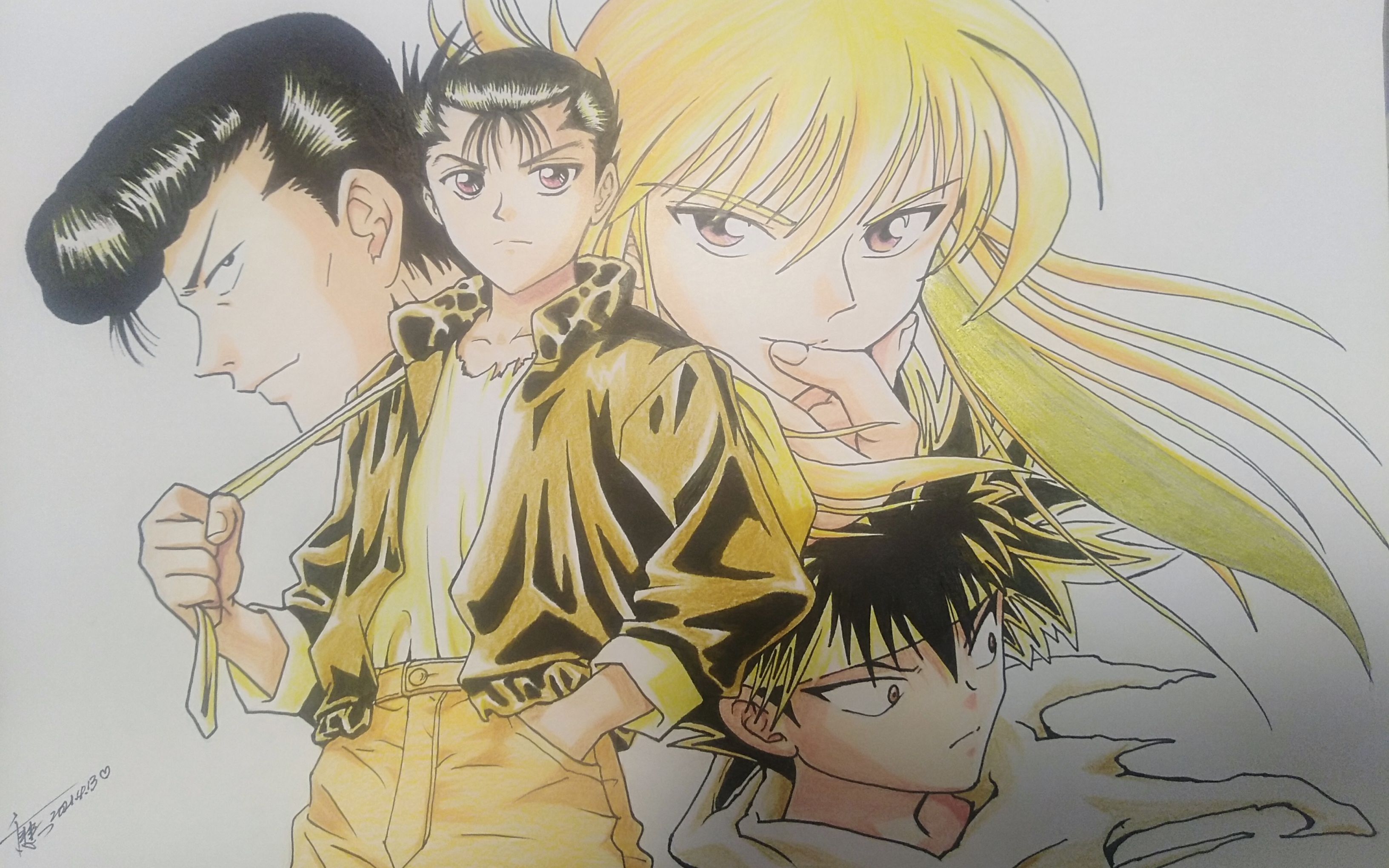 手绘曾经看过的动漫---012---幽游白书_哔哩哔哩_bilibili