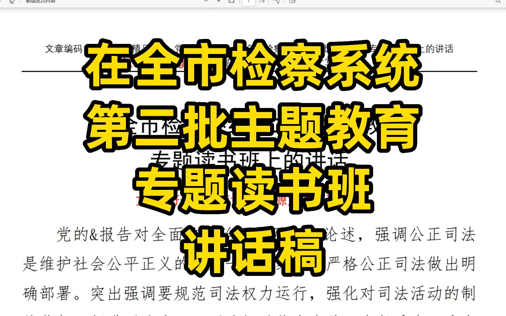 在全市检察系统 第二批主题教育专题读书班 讲话稿范文,word文件哔哩哔哩bilibili