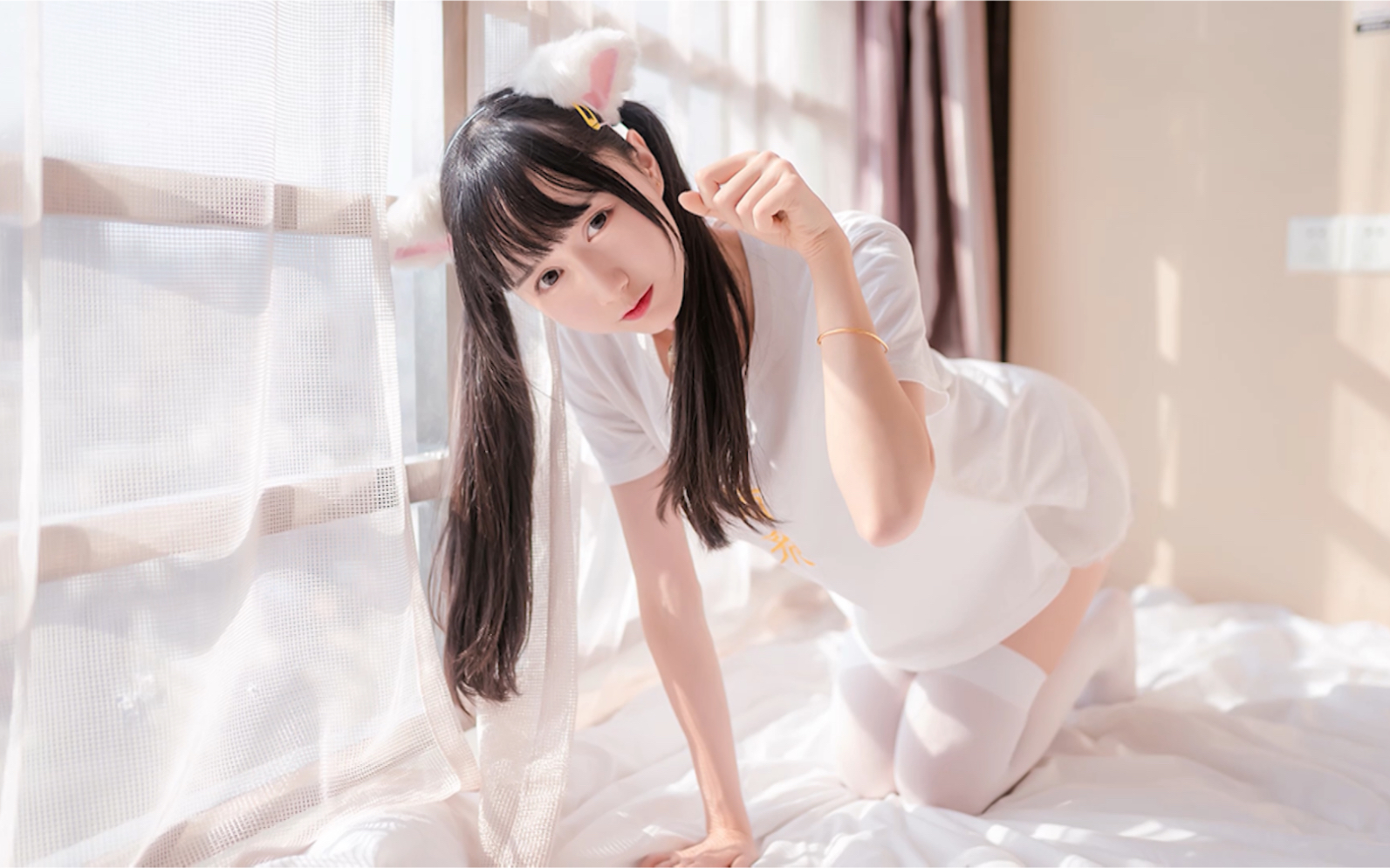 【中秋快乐】猫耳白～丝萌妹子,可爱到爆,确定不进来看看吗?