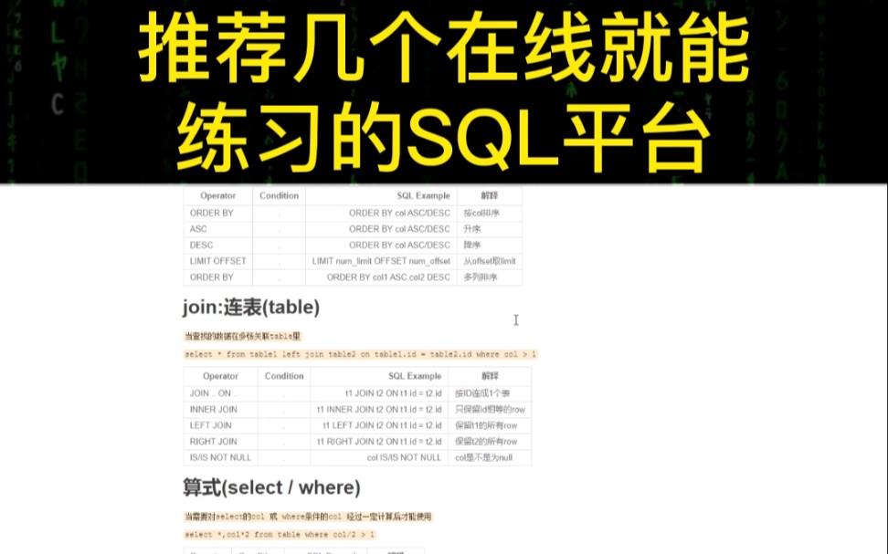 推荐几个在线就能练习的sql学习平台哔哩哔哩bilibili