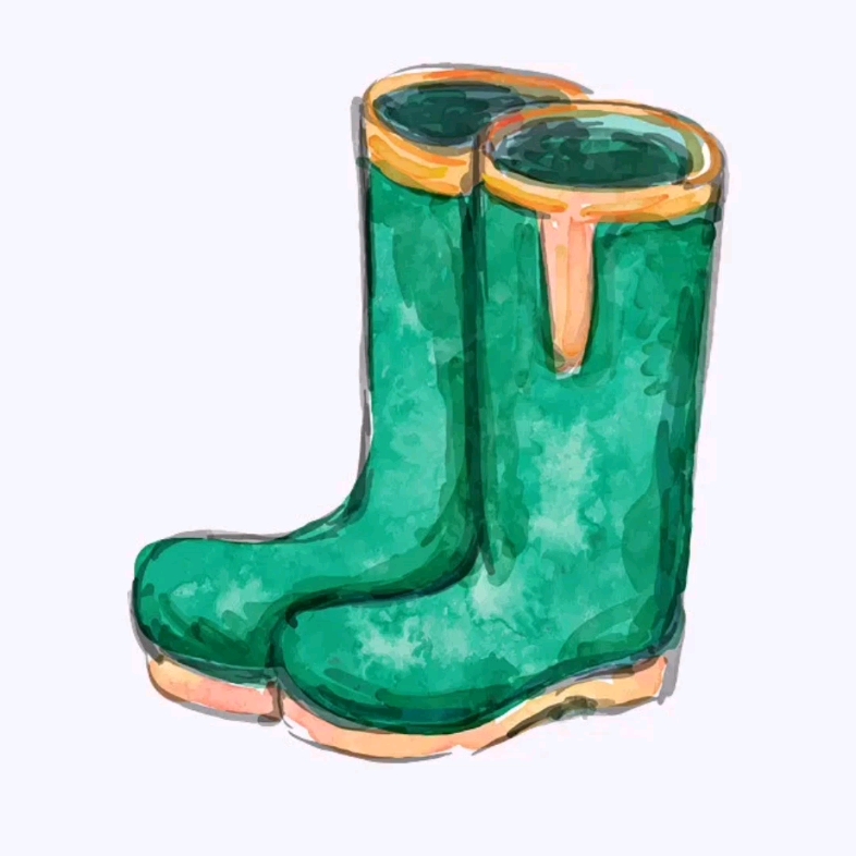 没有钱买雨靴,画一双雨靴去踩泥