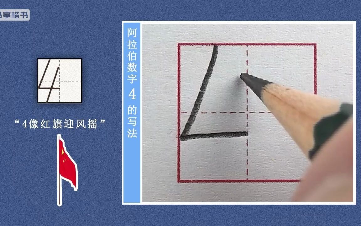 [图]阿拉伯数字4的书写，给孩子收藏起来吧