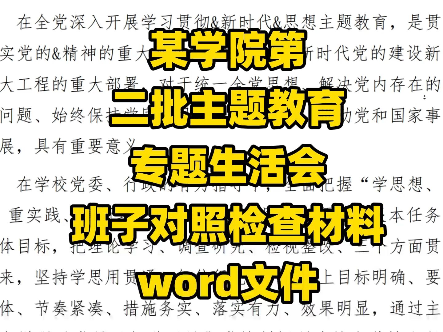 某学院第二批主题教育专题生活会班子对照检查材料word文件哔哩哔哩bilibili