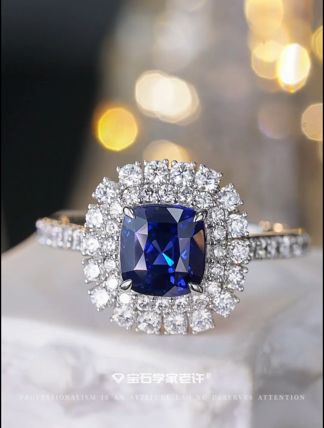 客订分享[脱单doge]皇家蓝双圈钻石围镶戒指 经典款式真的超级好看