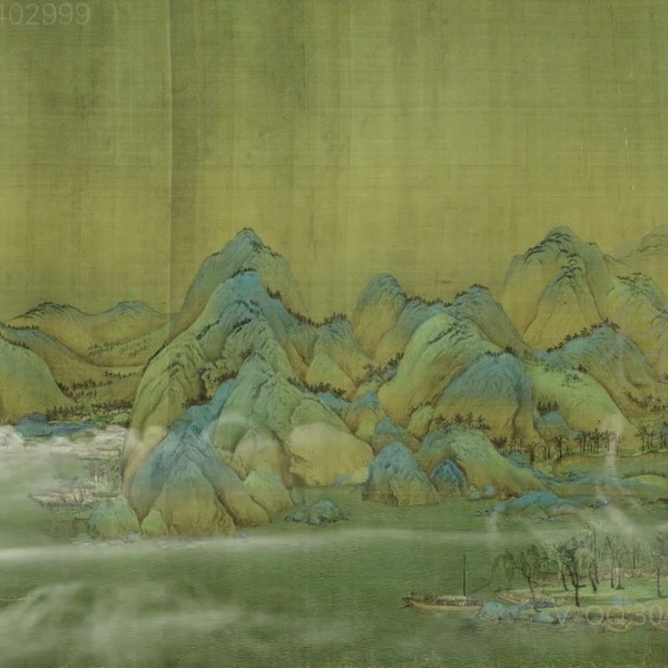 c1439只此青绿中国风古典舞蹈水墨山水千里江山图LED大屏幕视频