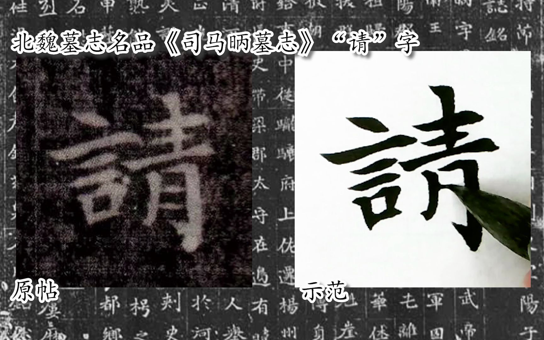 [图]【每日一字】书法系列，周东芬临北魏楷书《司马昞墓志》“请”字