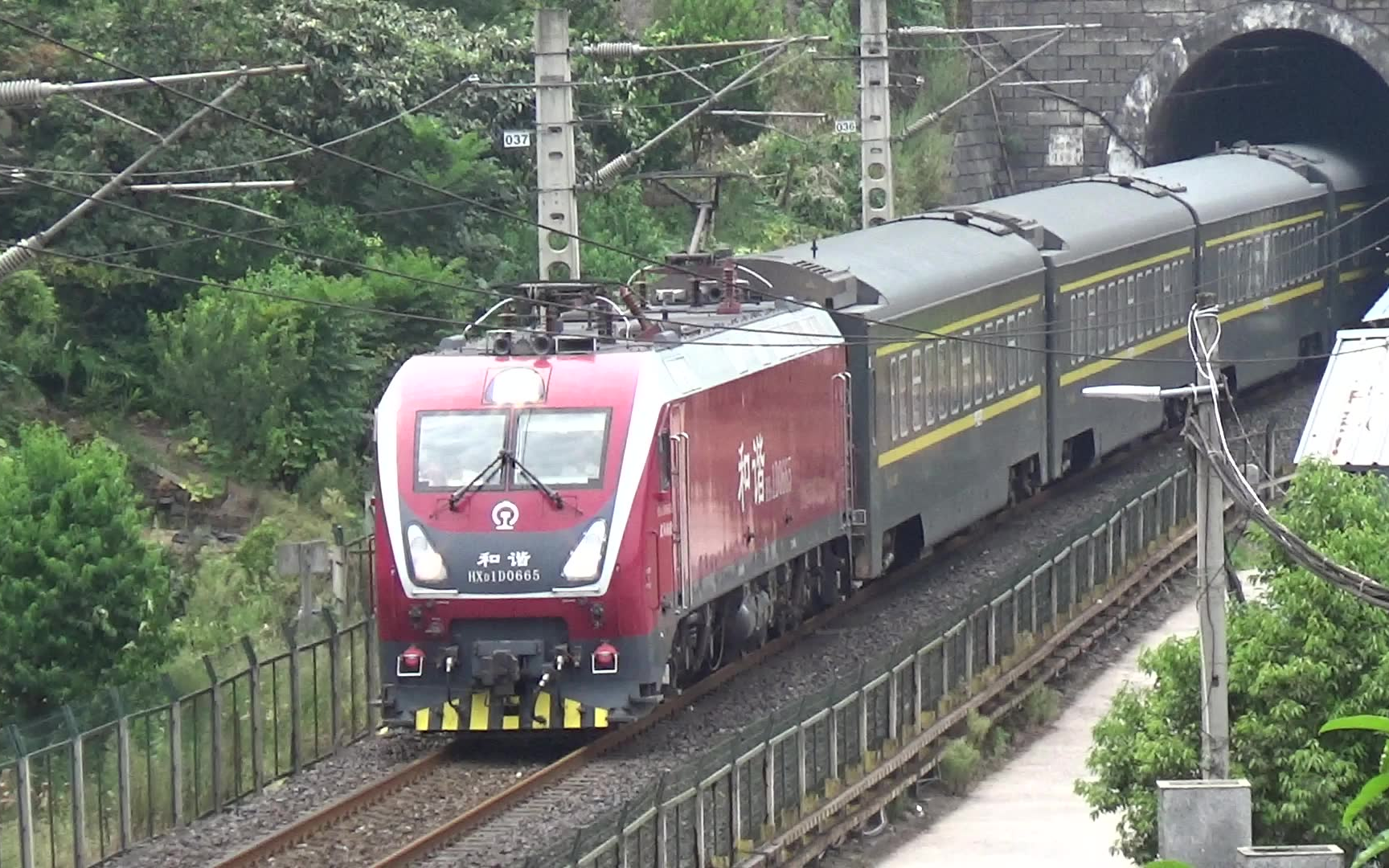 2019822达万铁路武局南段hxd1d0665牵引z96重庆西至北京西