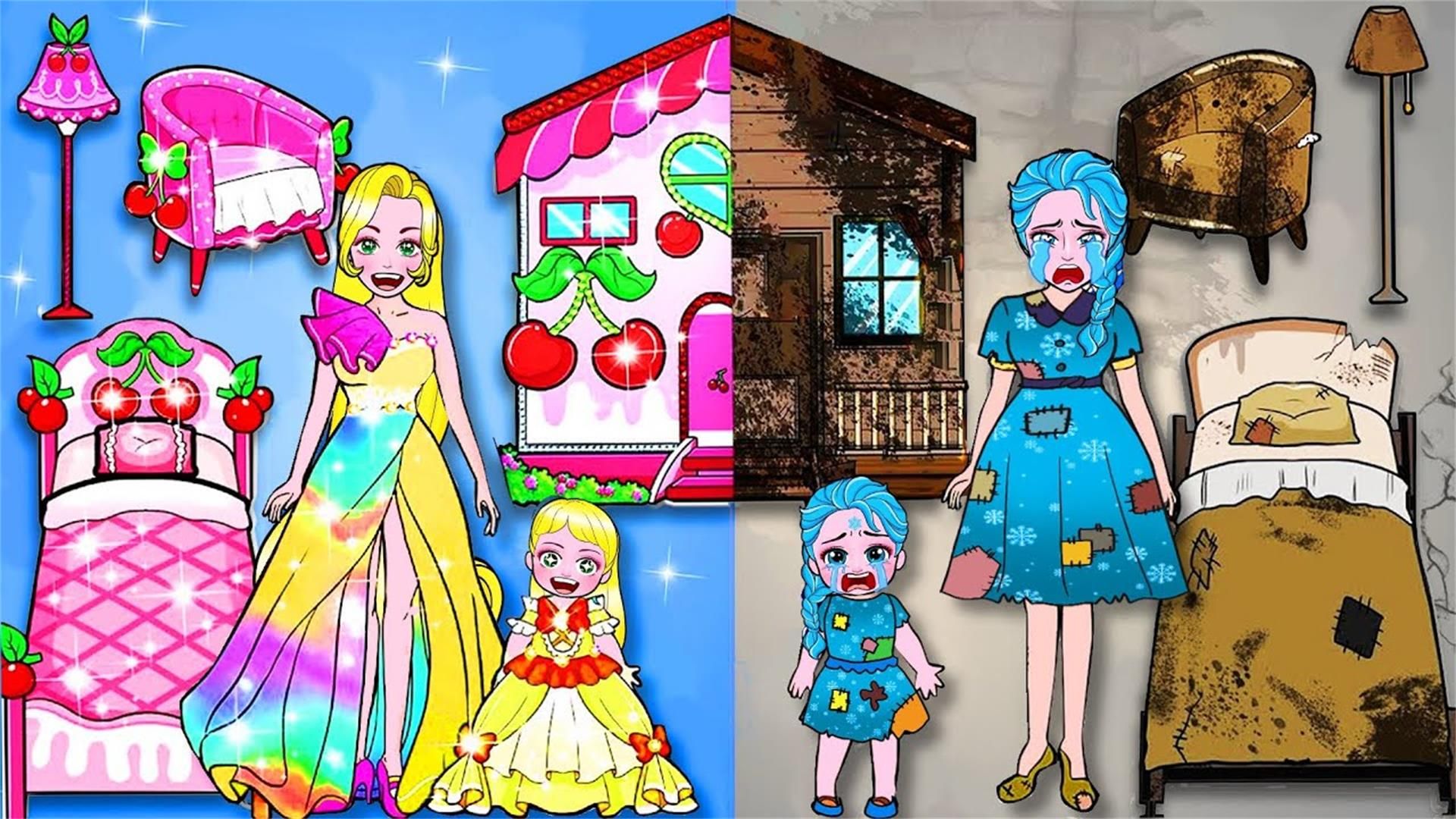 纸娃娃动画:小美人鱼被冲上岸流浪,善良拾荒老人收留,该如何送他们