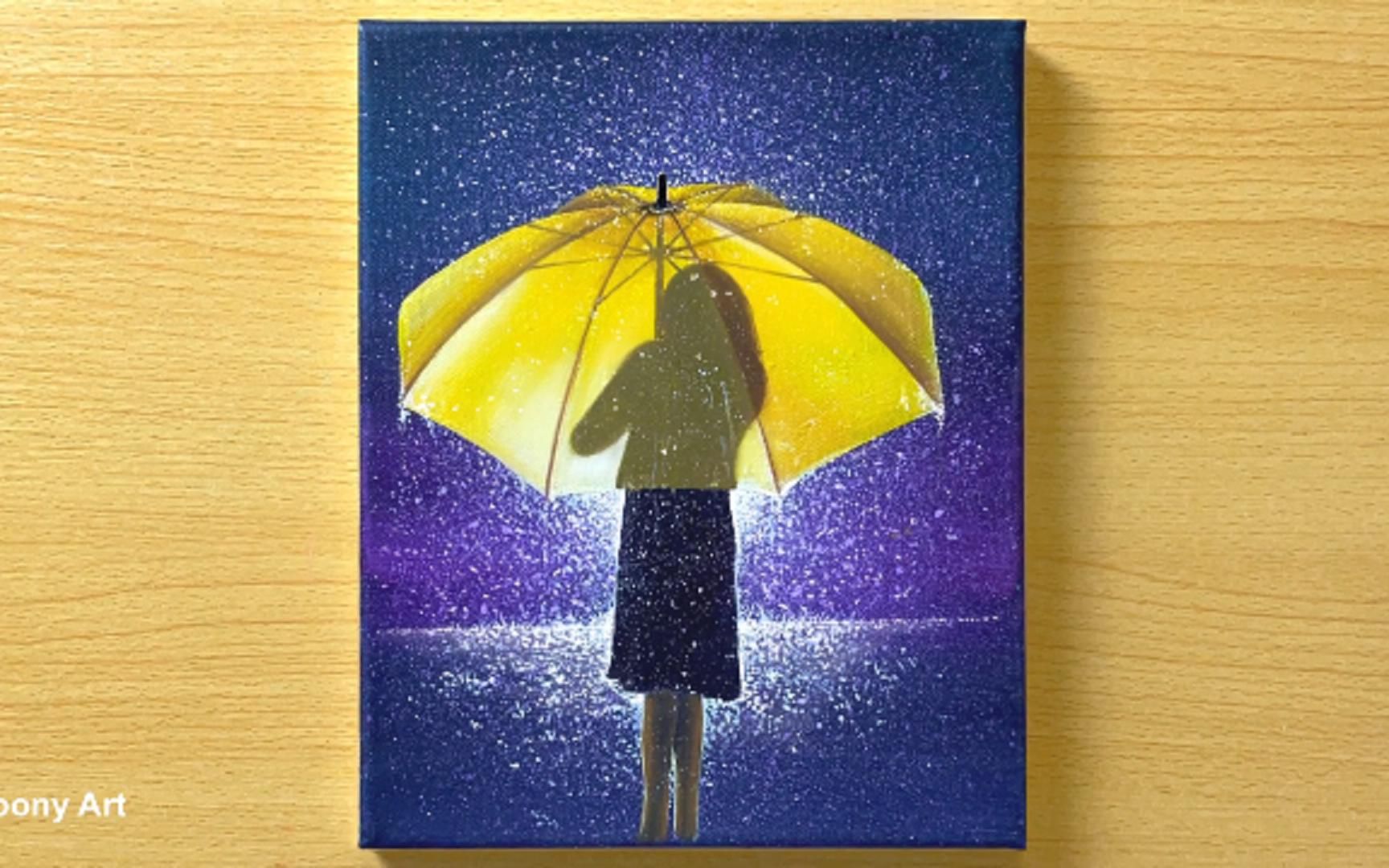 [图]Walking in the Rain _ Acrylic Painting for Beginners _ STEP by STEP #262