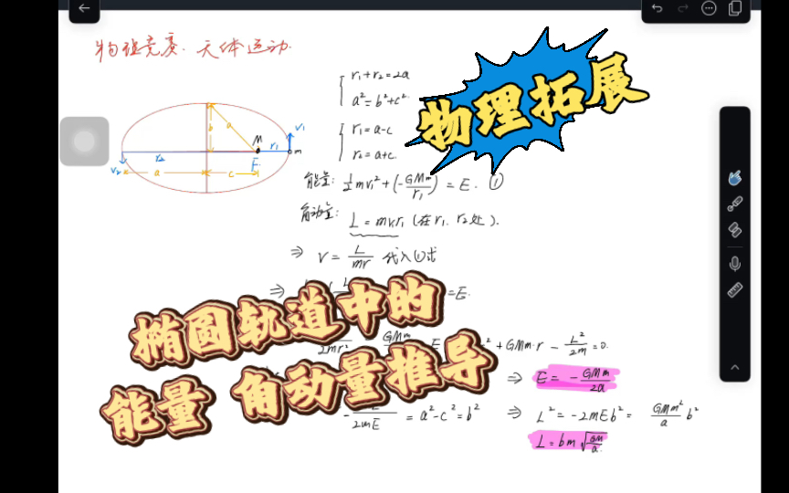 「高中物理拓展」椭圆轨道中 能量 角动量的推导~哔哩哔哩bilibili