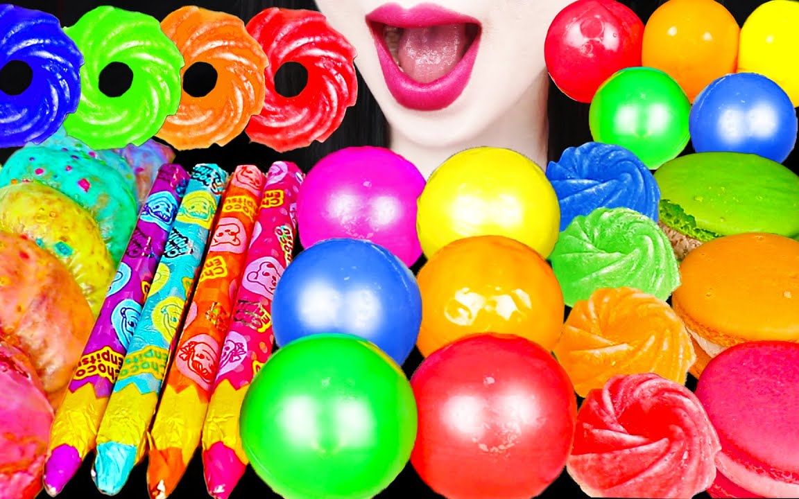 【韩国美女吃播】吃彩虹吃色铅笔