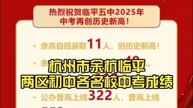 杭州市余杭临平两区<em class="keyword">初中</em>各名校中考成绩