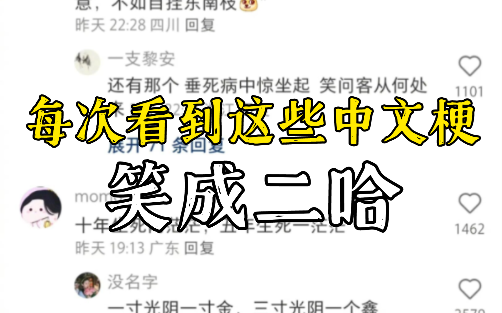 每次看到这些中文梗,我都会笑成个好有才的网友啊笑吐了还有没有什么中文梗啊我留着春晚看哔哩哔哩bilibili