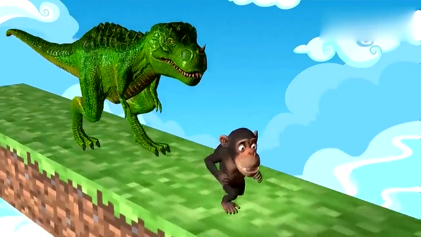 儿童卡通片小熊熊被大恐龙追着跑进行有趣大闯关