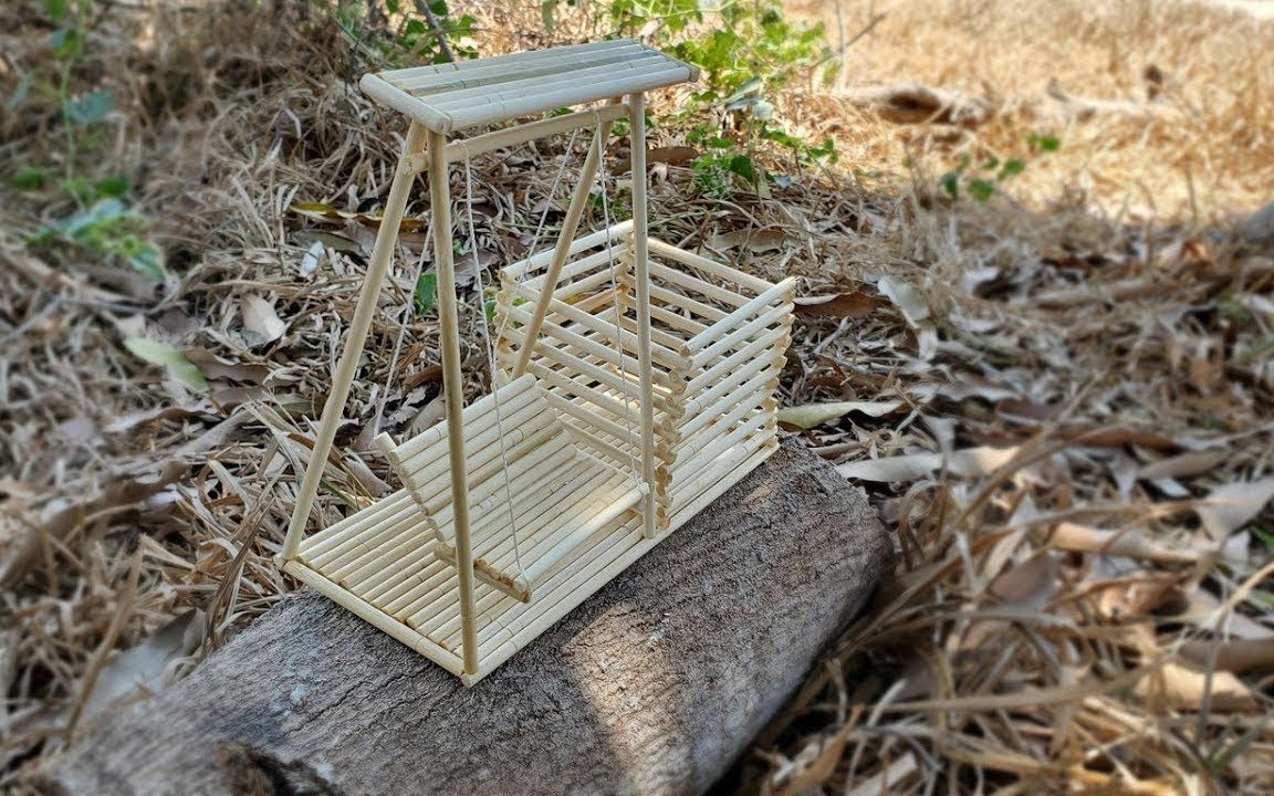 用竹子做的迷你秋千想试试嘛