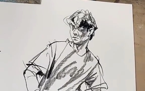 周愈清老师速写示范,线条挥洒自如