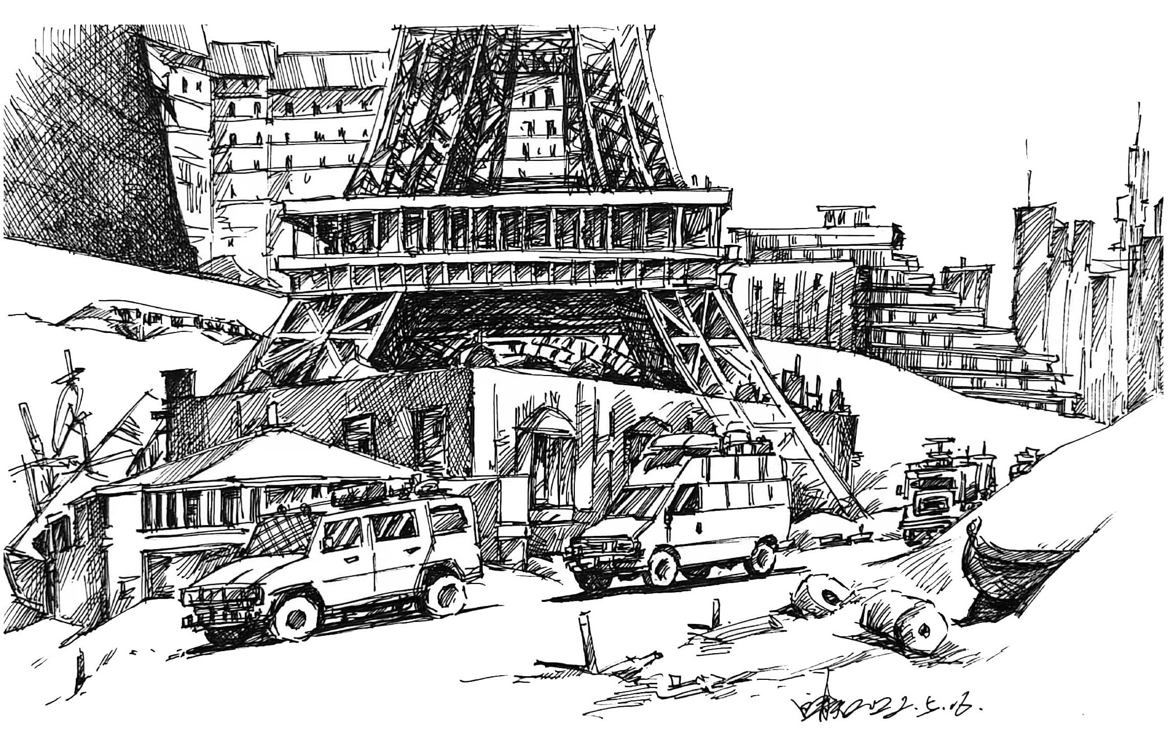 终于来了一笔一纸带你画张牛逼的电影场景生化危机原速教程适合收藏