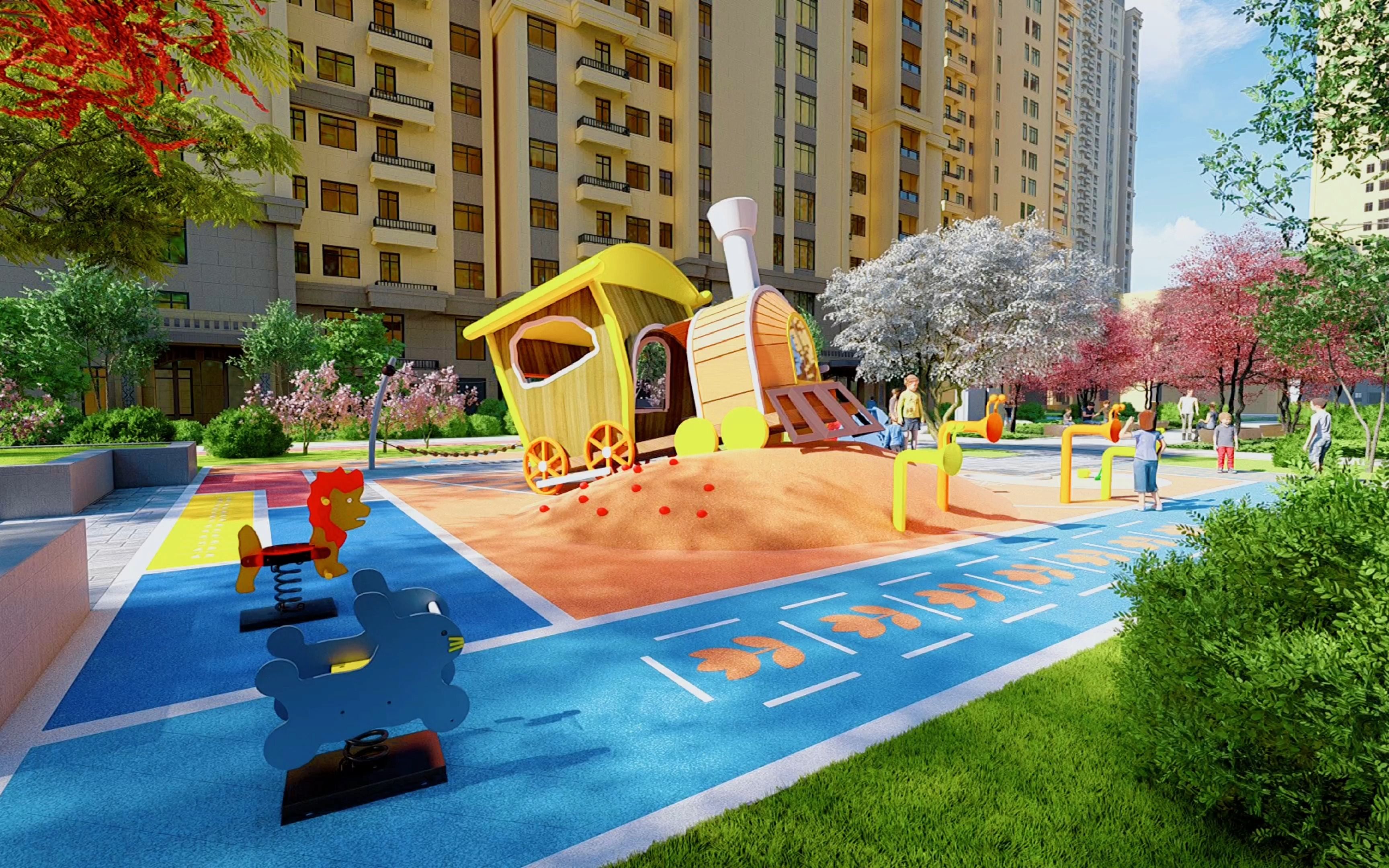 社区组合滑梯—无动力游乐设施.