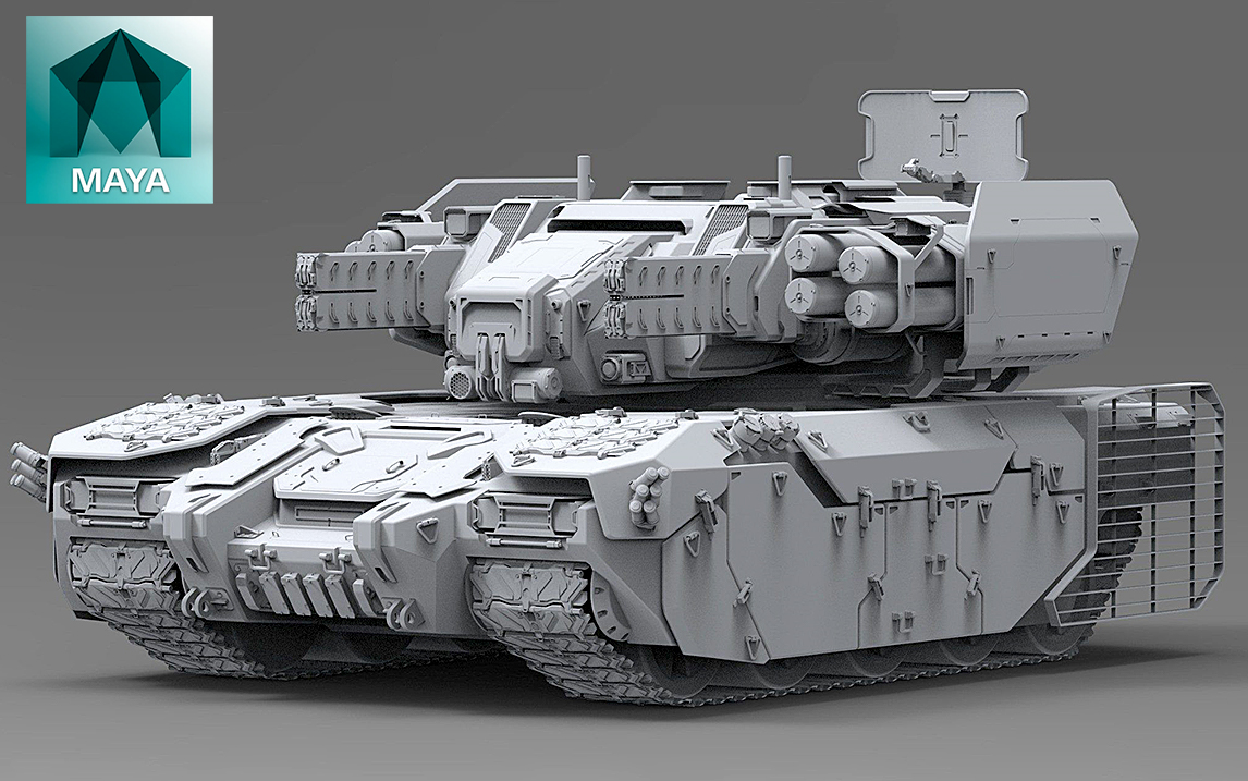 maya-硬表面"坦克"建模教程,高模模型布线|卡线技巧演示!