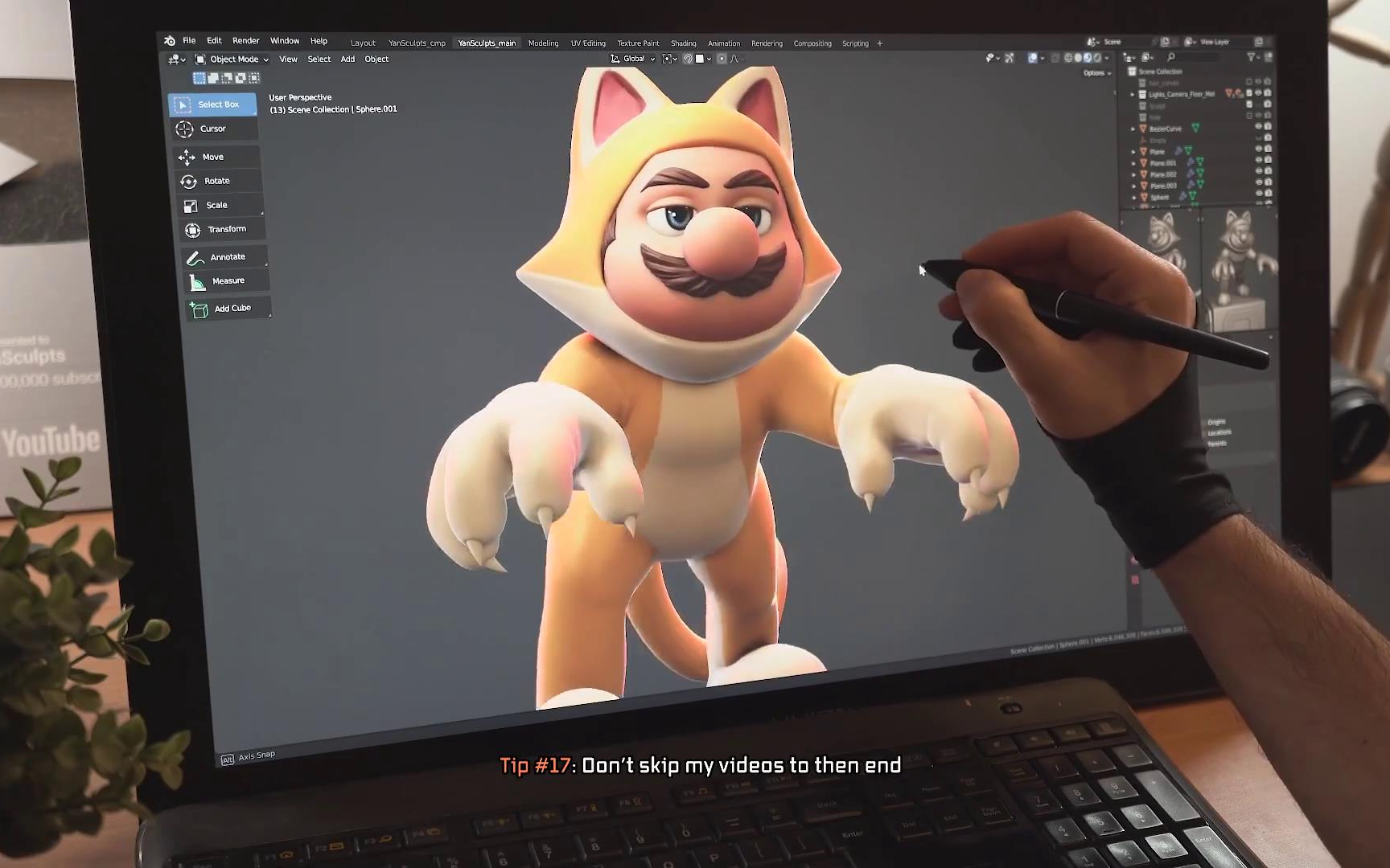 【中字】blender 雕刻猫版马里奥