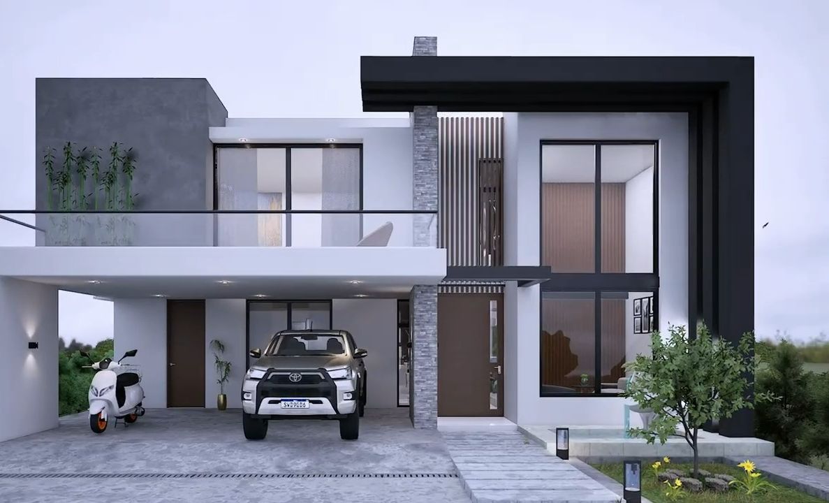 房屋设计12x13米二层别墅设计效果图豪华现代风格【搬运】 modularq