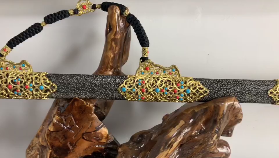 【张匠刀剑】唐凌唐剑 花纹钢流水纹 装具镶宝石个人对于刀剑高韧性的