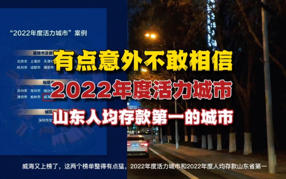 2022年度活力城市,人均存款第一,这是低收入高消费的威海吗哔哩哔哩bilibili