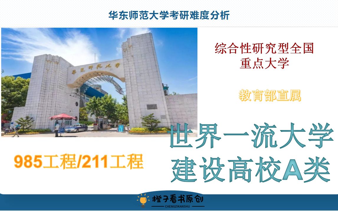 橙子第18期:华东师范大学考研难度分析|热门专业报考|报录比|分数线哔哩哔哩bilibili