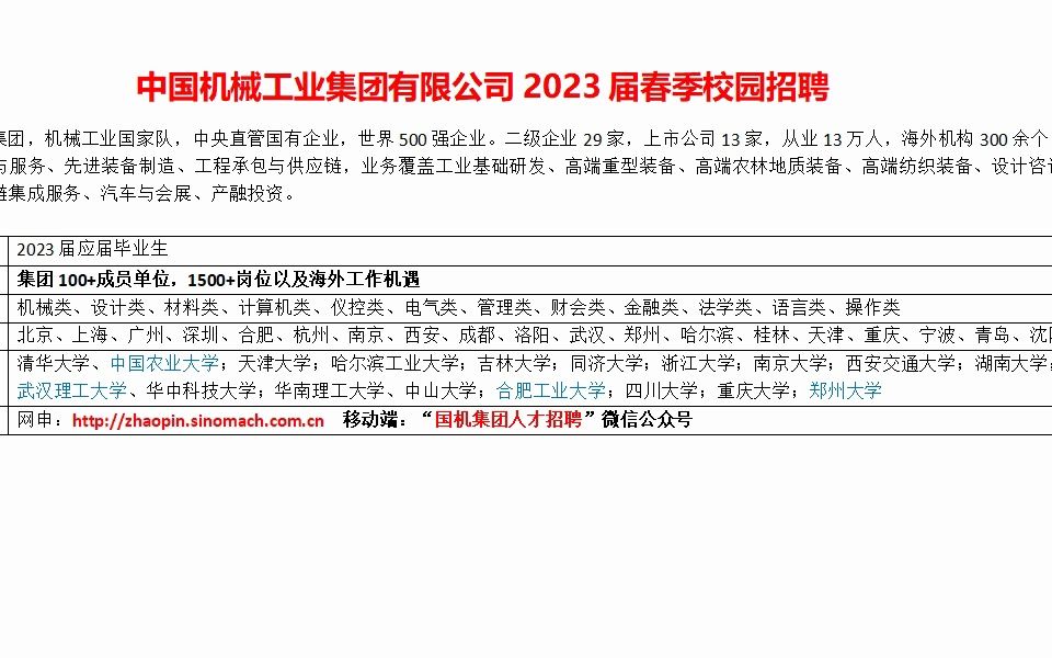 中国机械工业集团2023届春季校园招聘,世界500强哔哩哔哩bilibili