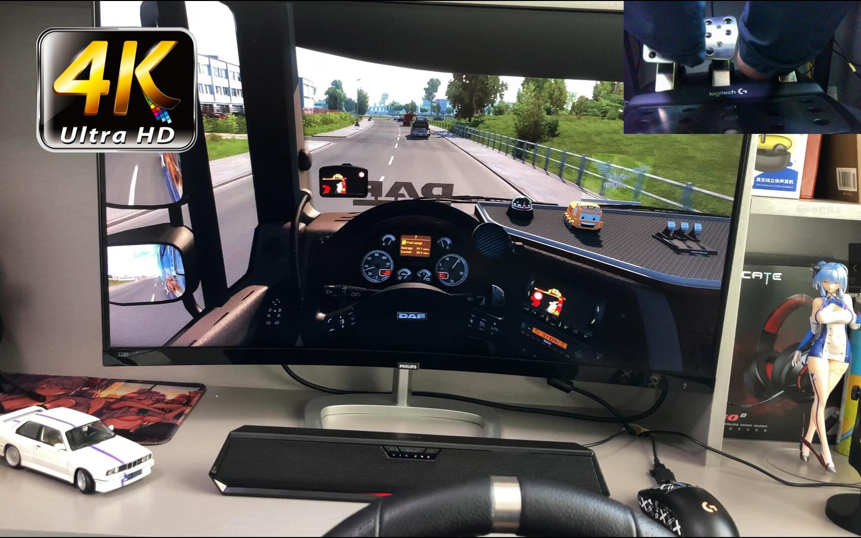 【罗技g29驾驶】4k画质│沉浸式驾驶体验欧卡2达夫xf105卡车 踩油门