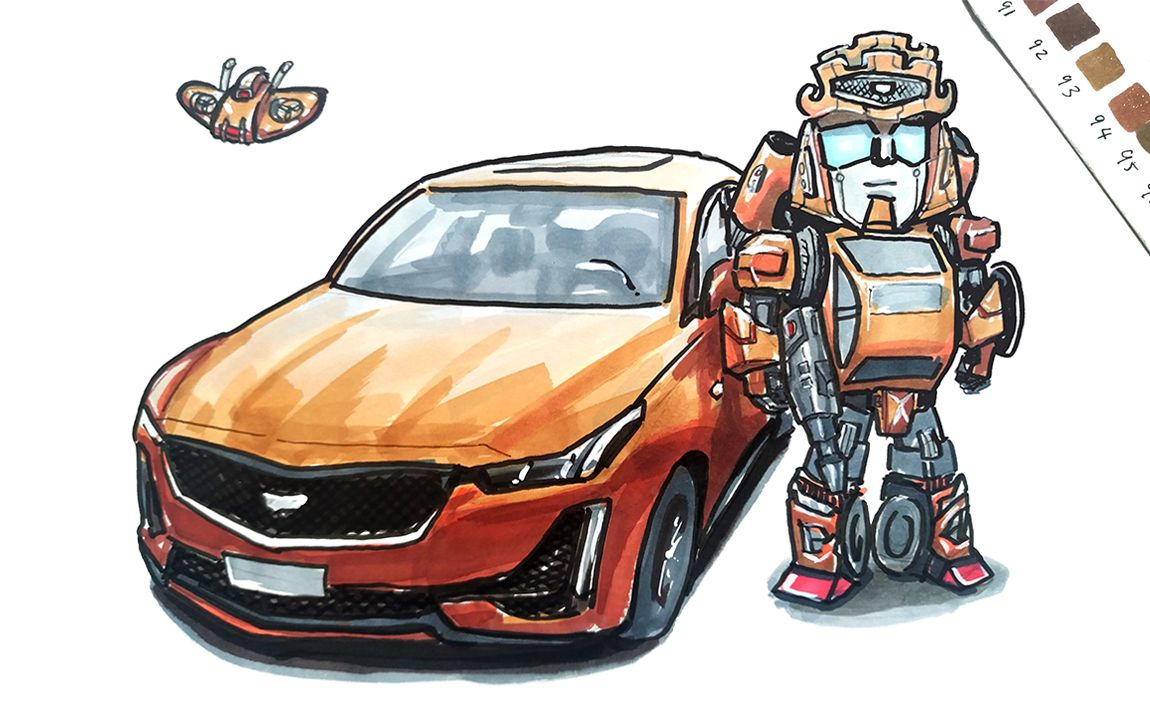 【重拾手绘】勒芒橙ct5 再次练习q版汽车人