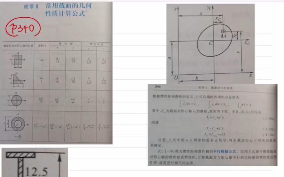 【工程力学】【材料力学】四分钟学会平行移轴公式算截面惯性矩.(以工字钢截面为例)哔哩哔哩bilibili