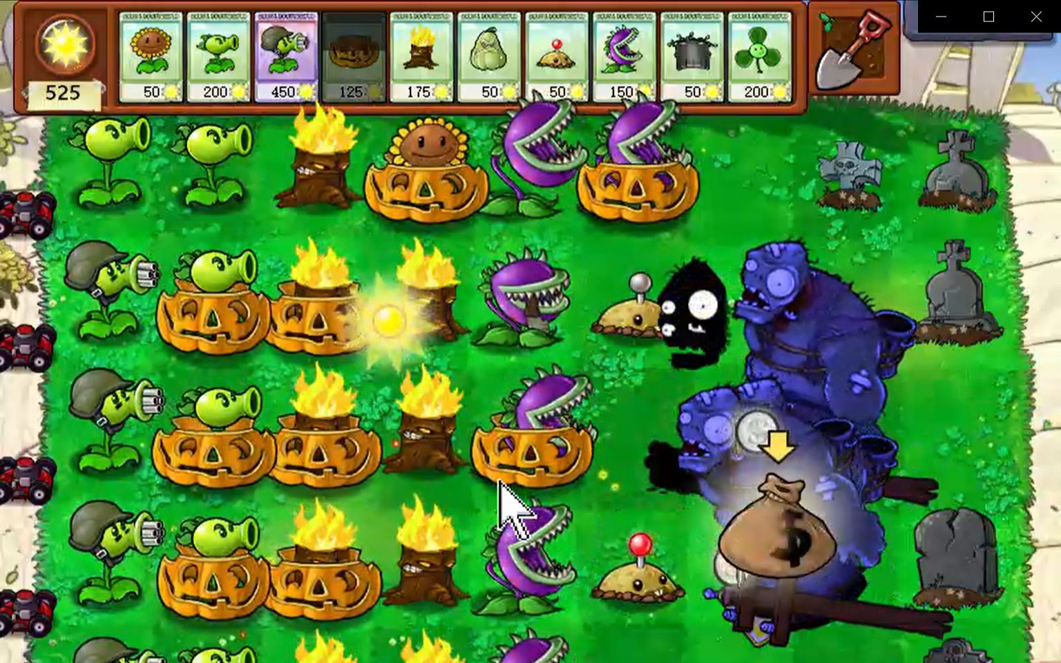 95版植物大战僵尸小游戏-植物僵尸(四发射手 双火炬阵容)