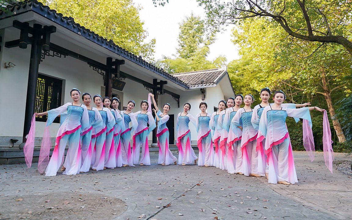 古典舞《画中仙》美人舞如莲花旋，年会群舞集体舞【单色舞蹈】_哔哩哔哩_bilibili
