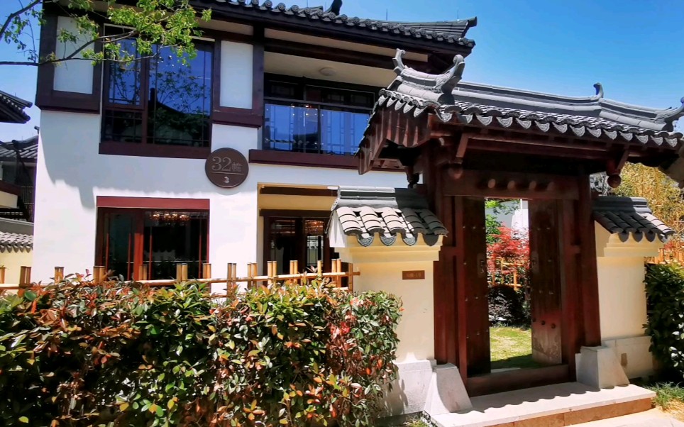 实景拍摄唐风合院别墅,湖州太湖边度假区内的房子,素有天然氧吧之称