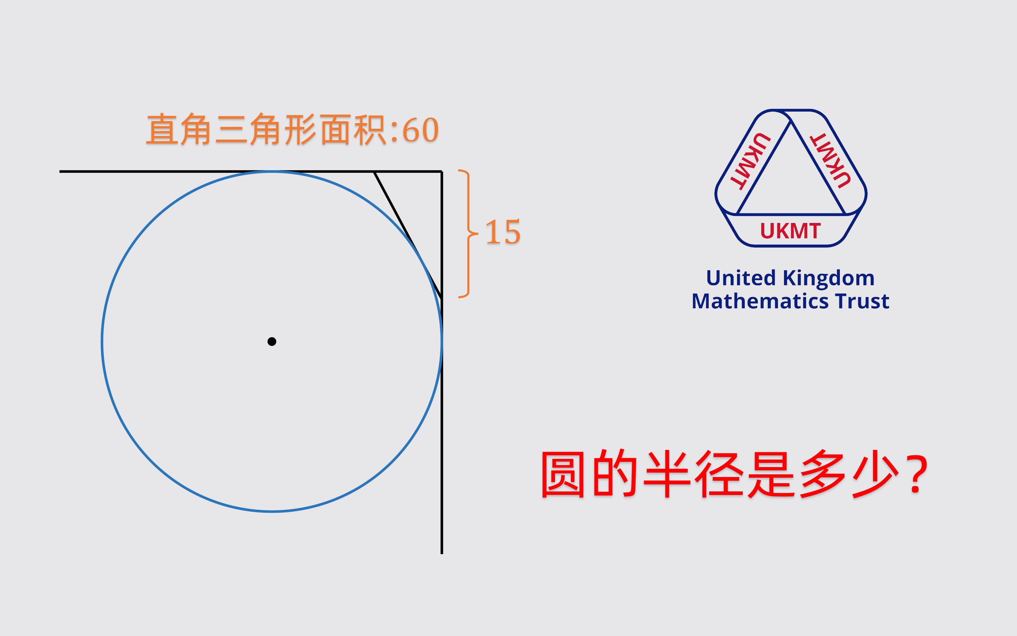 圆的半径是多少,2019年UKMT第5题哔哩哔哩bilibili