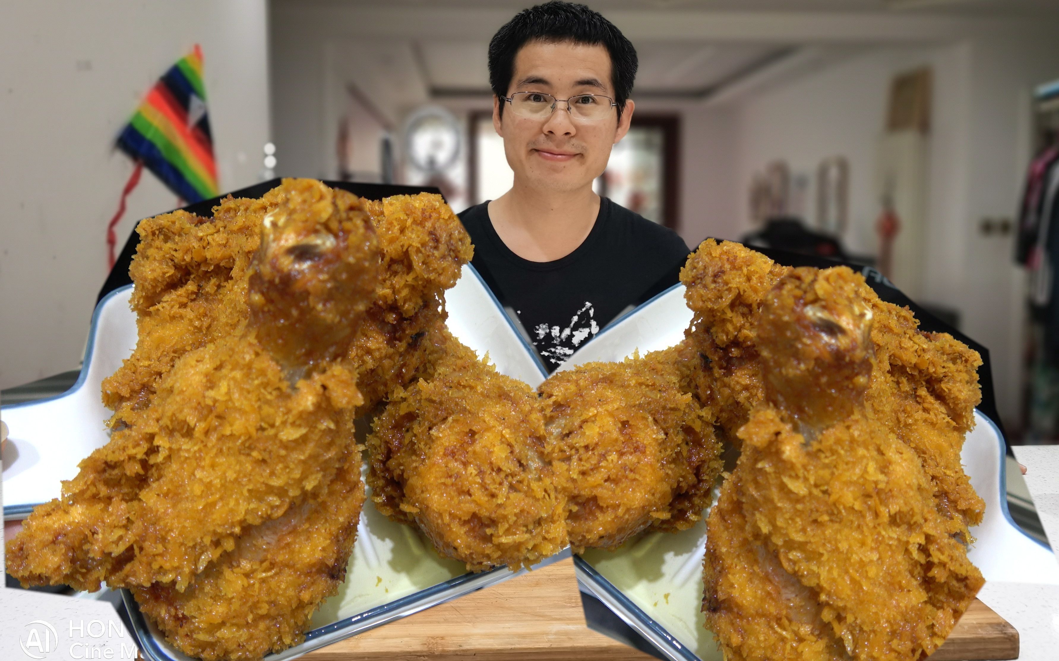 致敬绵羊料理和李子柒做了个爆汁炸鸡,被我那唯一的粉丝一拳打到墙里