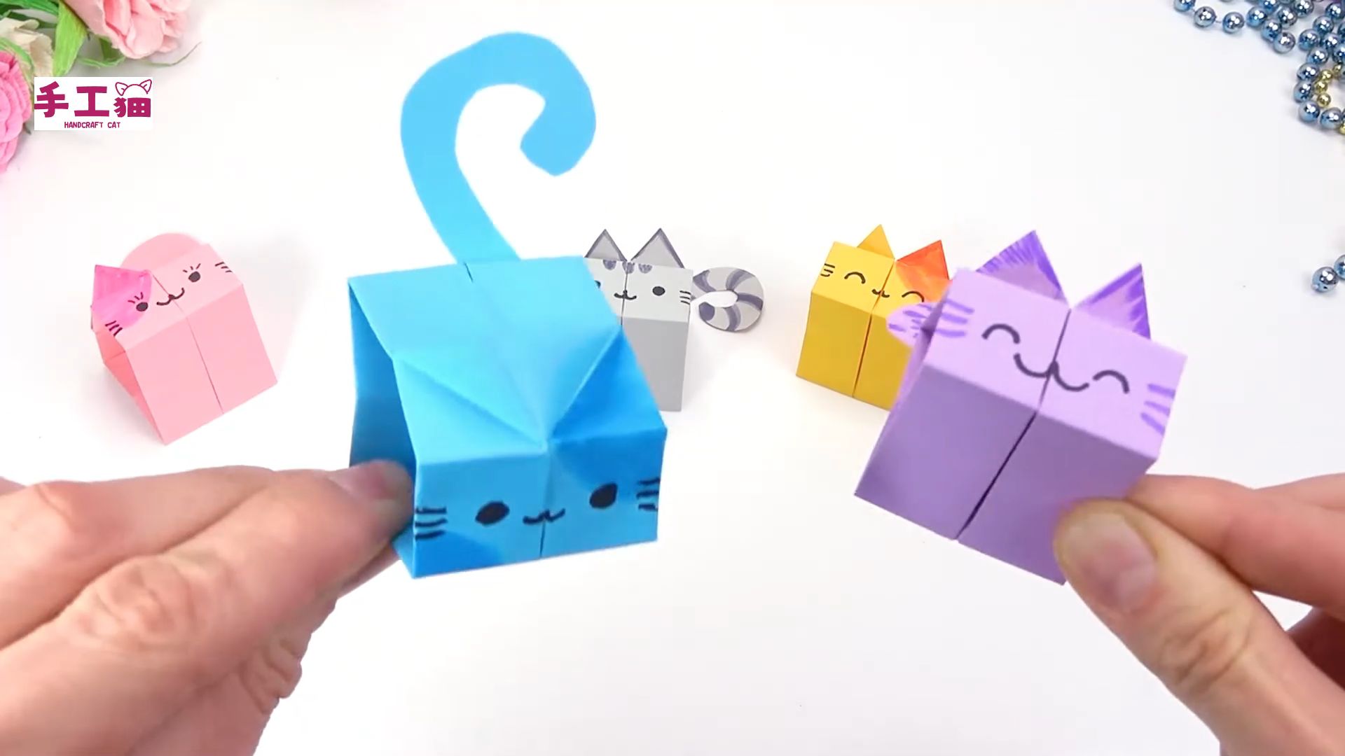 简单亲子儿童折纸创意手工教程可爱小猫咪diy