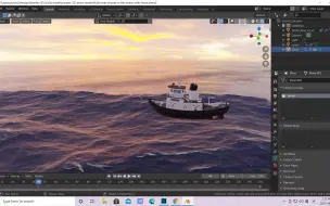 Download Video: Blender 立体建模学习纯中文教程 : 大海里航行的船（满足最多条件：海水有水泡，船底有划开的水痕，船会随波浪抖动）