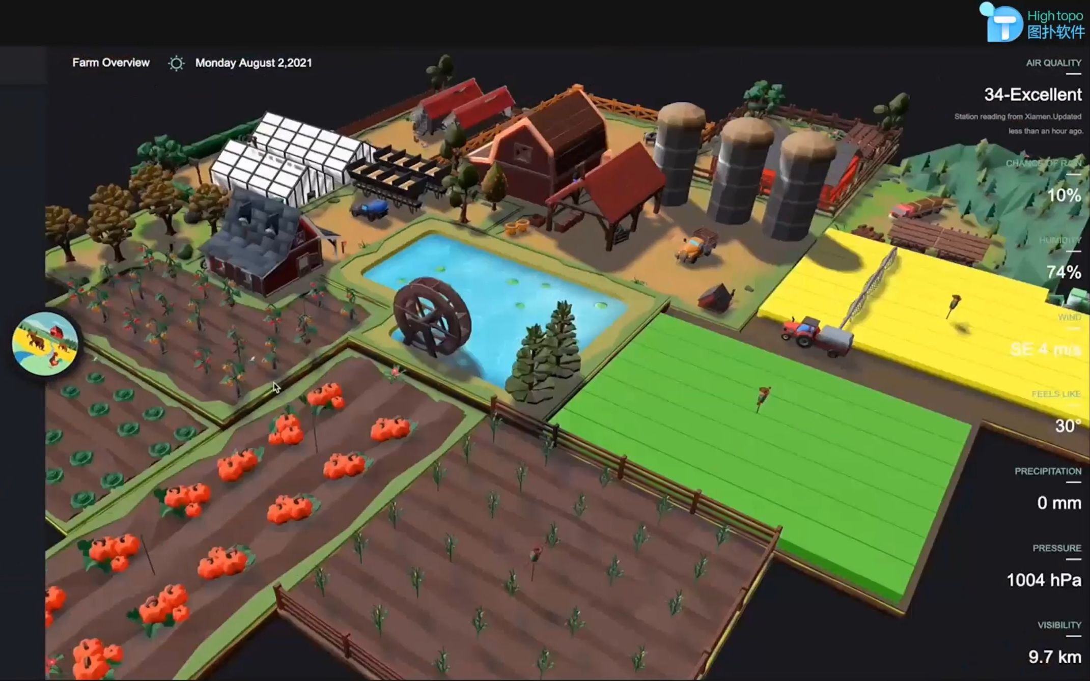 智慧农业 | 数字孪生 | 农场田园 | 3d可视化 | 智慧城市 | 图扑软件