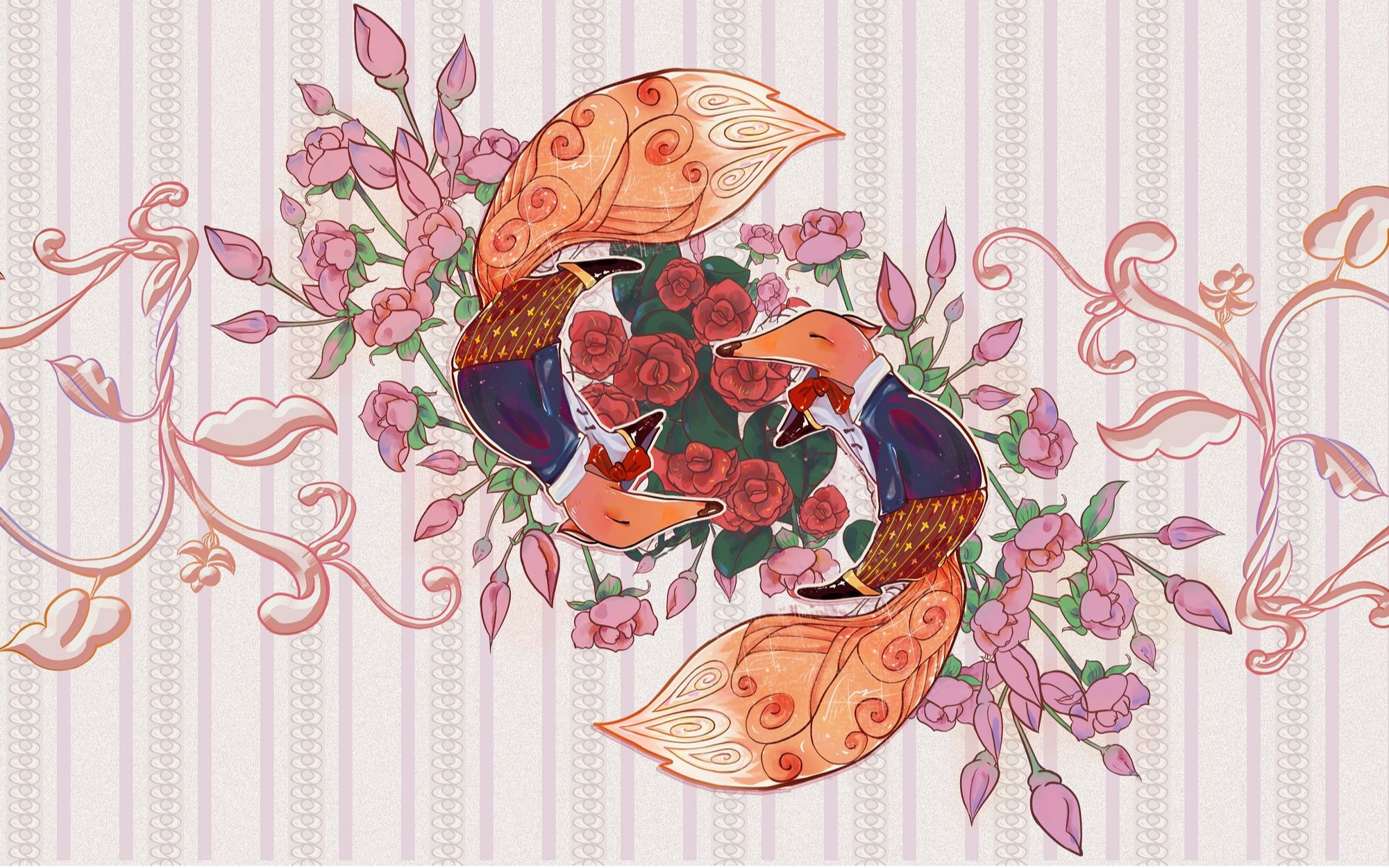 画一大片月季花丨二方连续作业