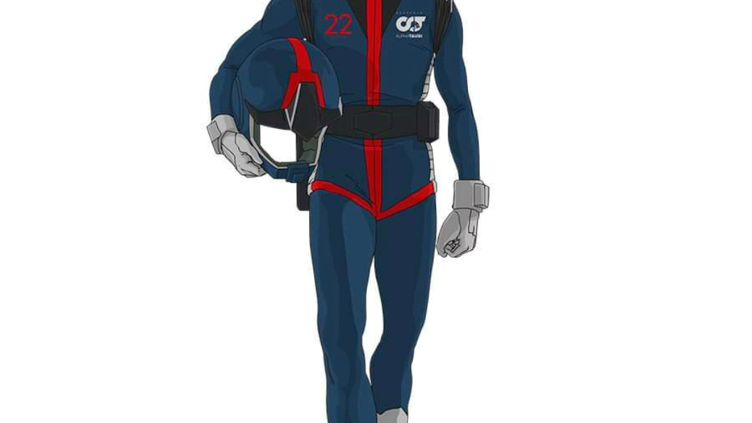 联名活动红牛2队 f1赛车配色元祖高达和驾驶员角田裕毅 设定稿