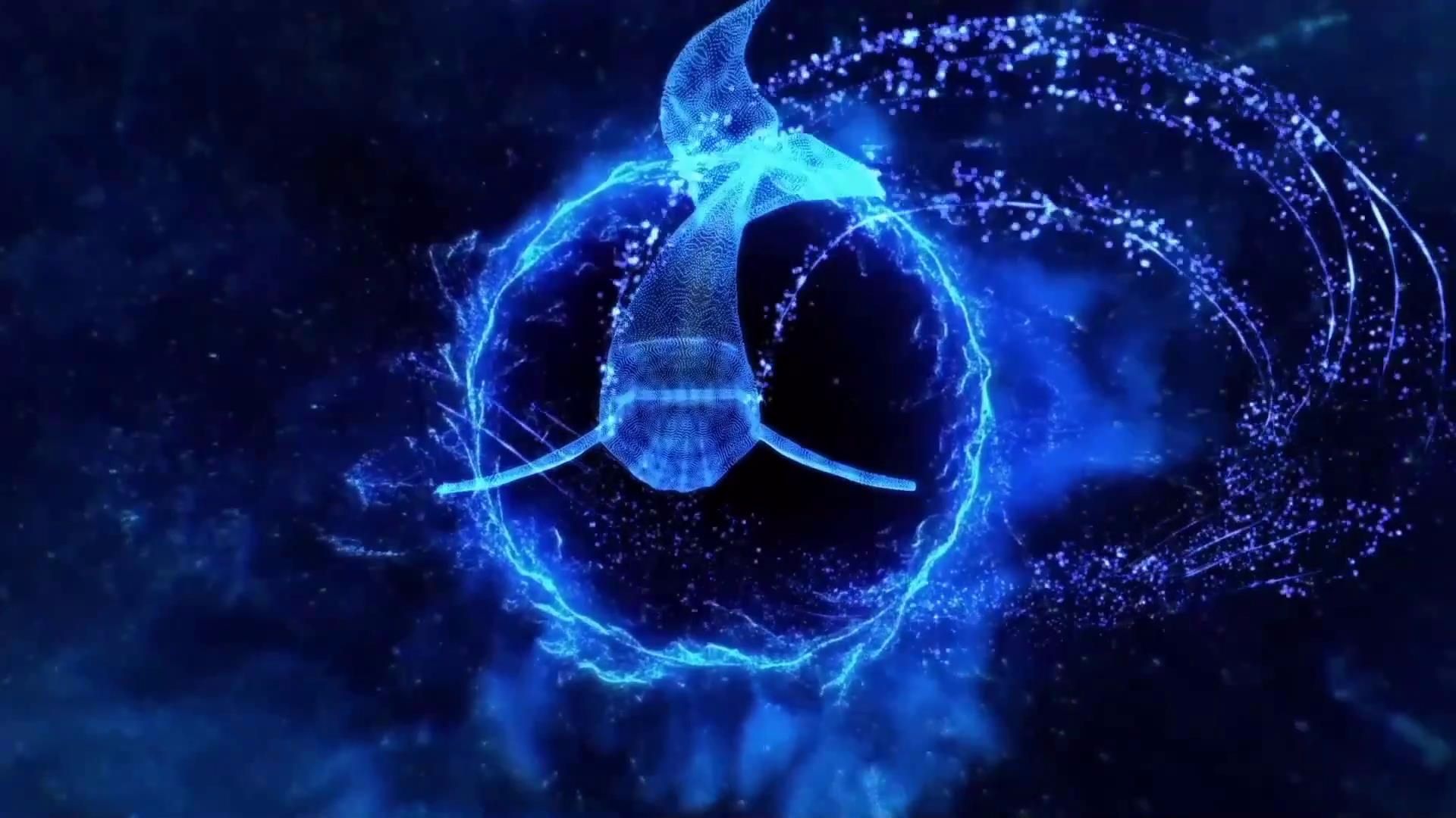 《大鱼海棠》舞台演出led大屏幕背景视频蓝调唯美舞蹈演出视频素材