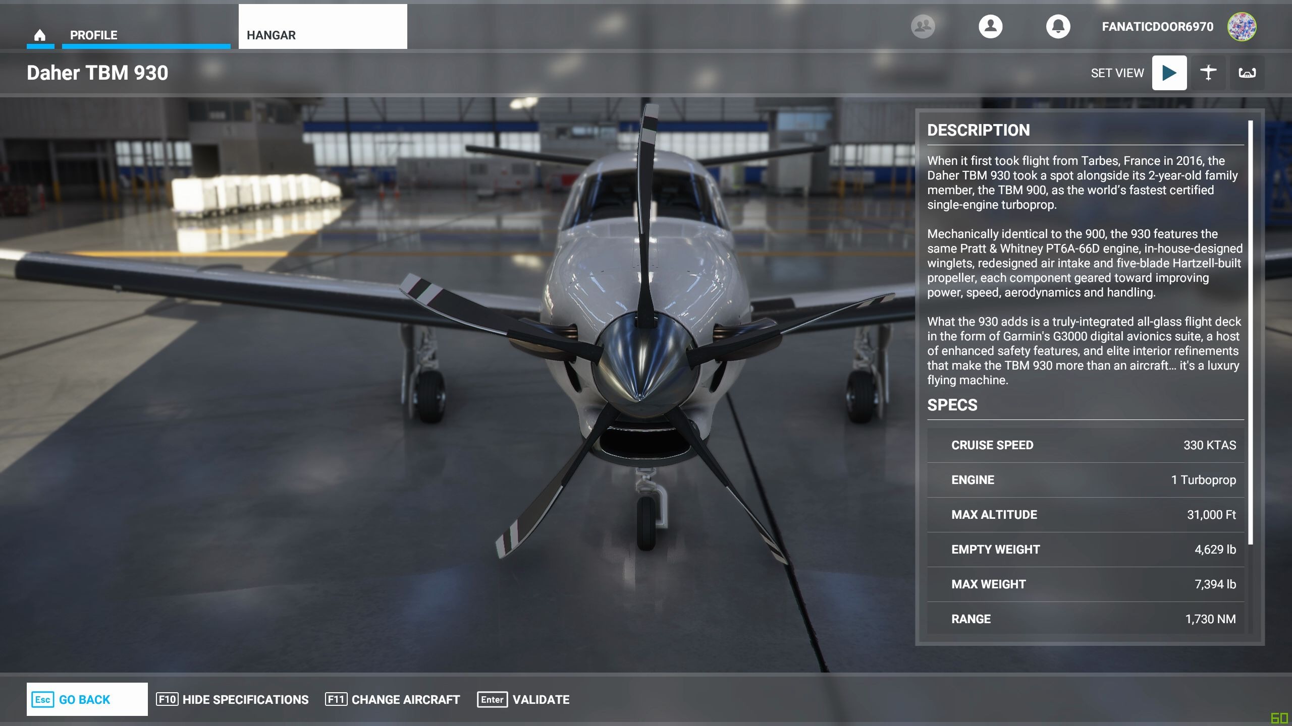 微软飞行模拟2020豪华版机库静态展示dahertbm930