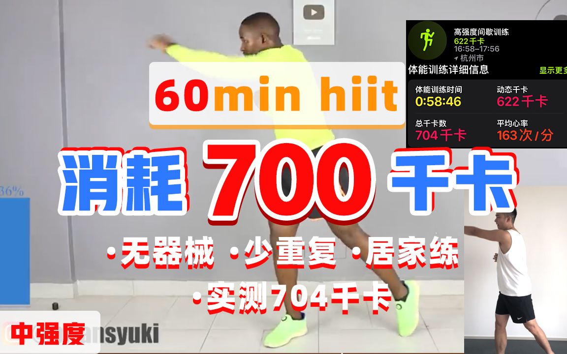 [图]【57/100 】60分钟燃烧700千卡(亲测704千卡)-HIIT有氧拳击搏击操居家训练(细狗瘦肚子100天)