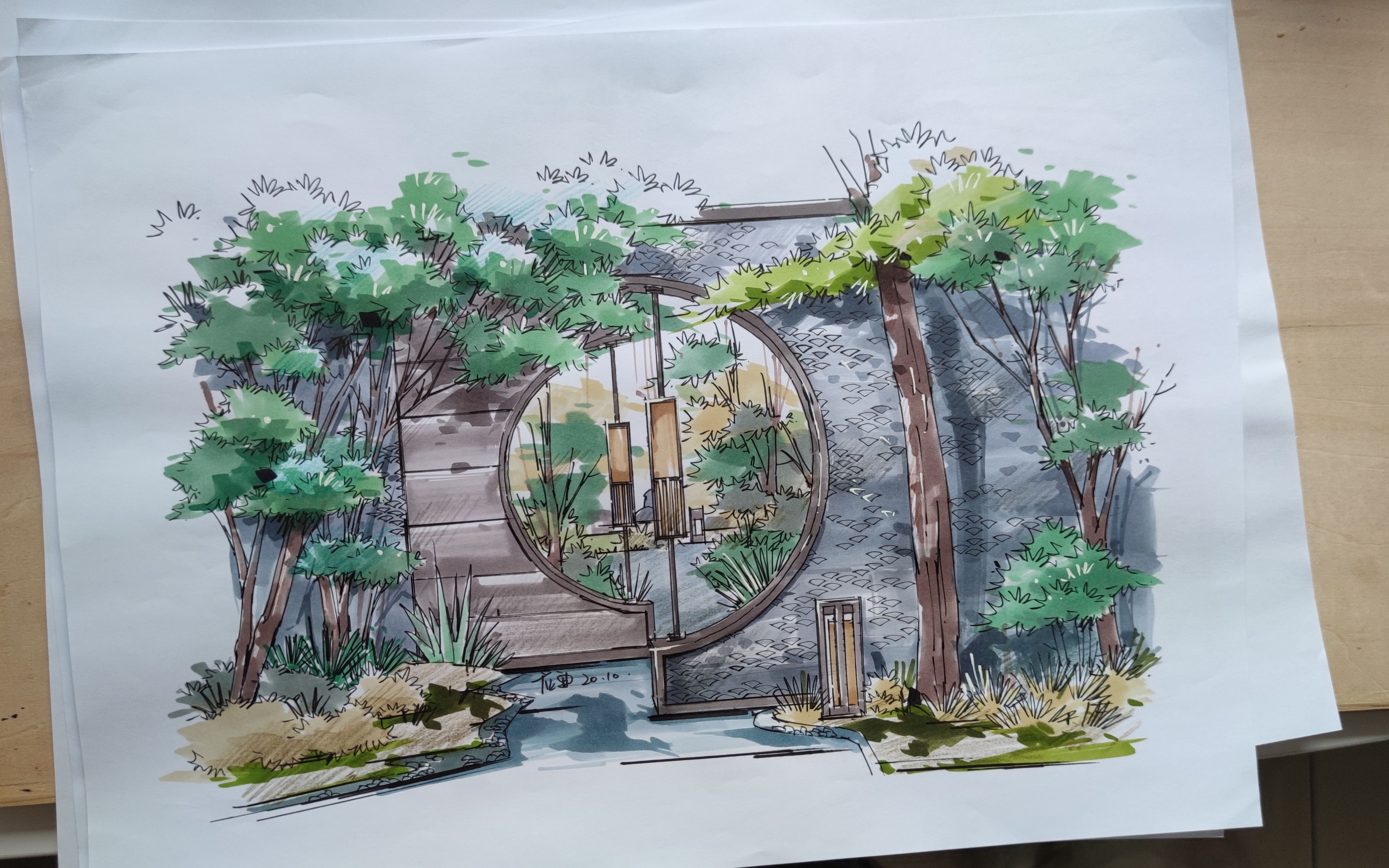 【马克笔手绘】景观05小场景上色(讲解)_哔哩哔哩 (゜-゜)つロ 干杯