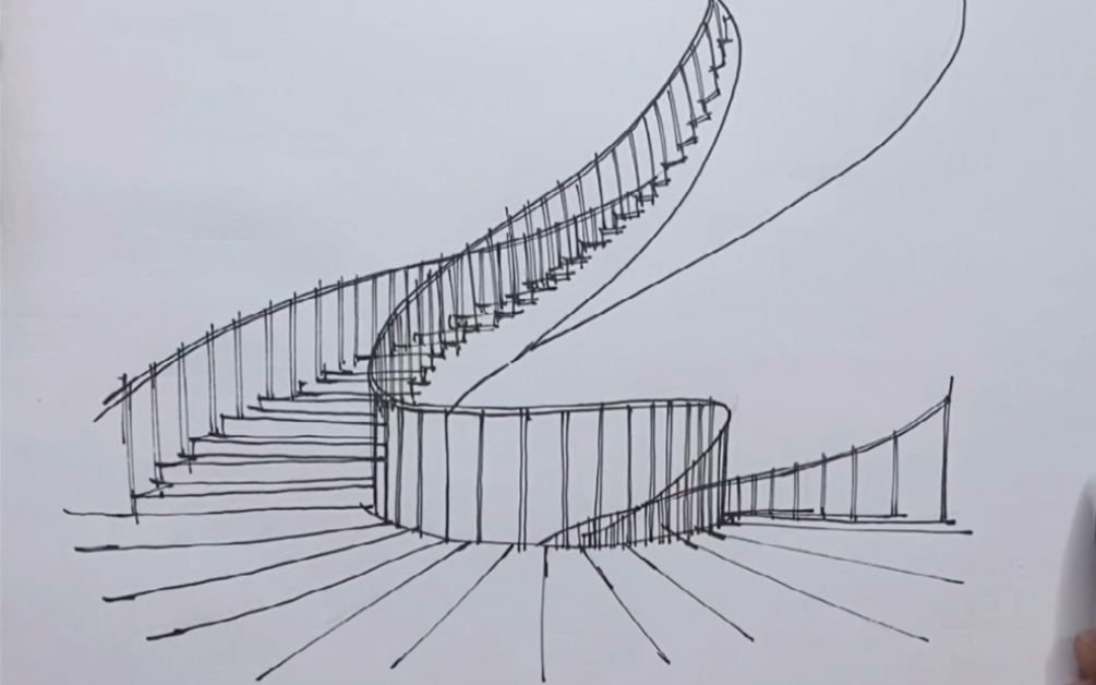 旋转楼梯简单画法图片