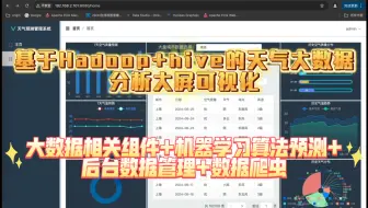 【大数据分析专业毕设选题参考2025】基于hadoop+hive的全国天气大数据分析+机器学习算法预测D2025001