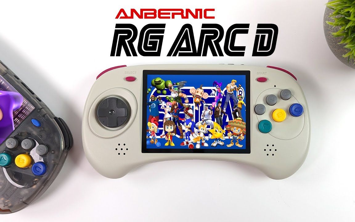 安伯尼克anbernic rg arc d世嘉土星手柄造型开源掌机抢先上手「eta