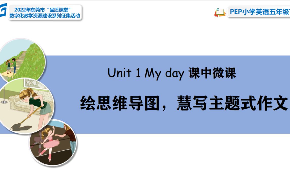 [图](沙田一小吕文）五下Unit 1 My day 绘思维导图，慧写主题式作文